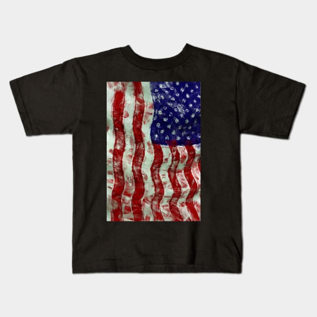 Vintage and Grungy Design of the American Flag Kids T-Shirt by ibadishi